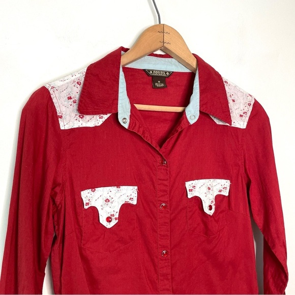 Fossil | Orange Snap Button Down Western Shirt - Picture 3 of 6